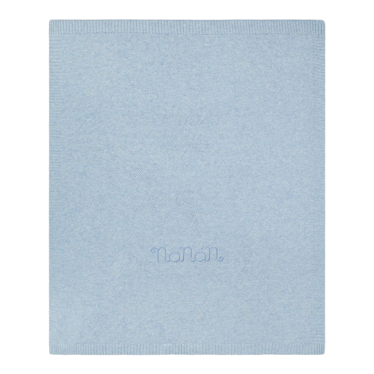 Coperta azzurra in filo misto cashmere con ricamo Nanan