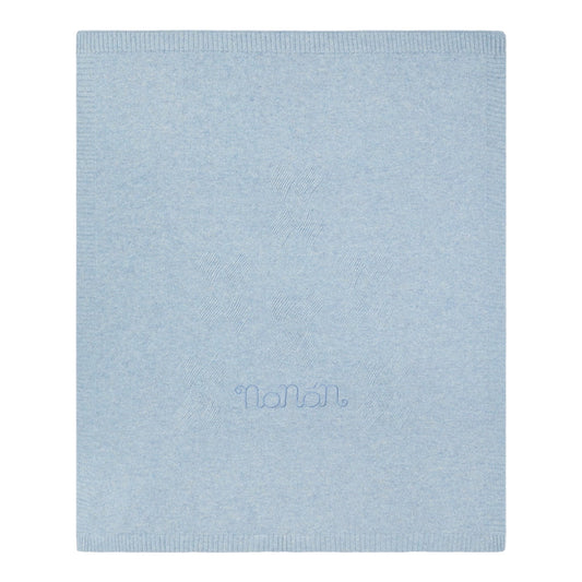 Coperta azzurra in filo misto cashmere con ricamo Nanan