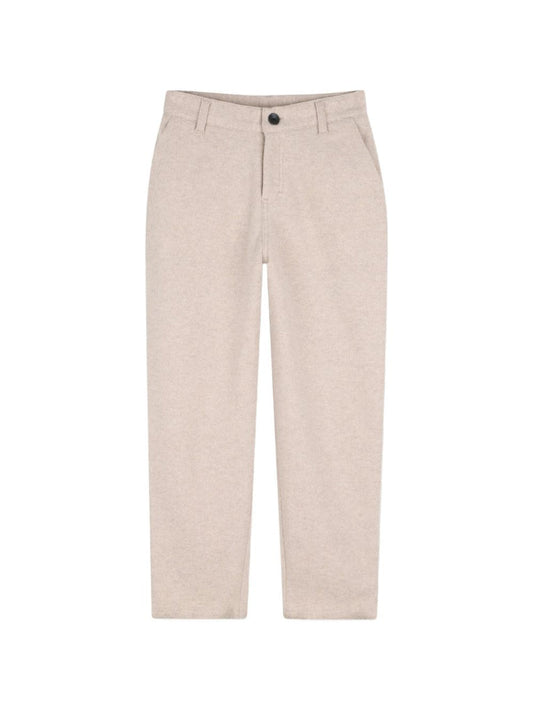 Pantalone in panno beige con dettagli logo Boss
