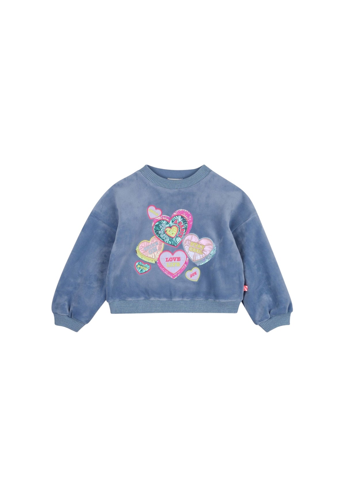 Felpa in ciniglia azzurra con dettagli e paillettes Billieblush
