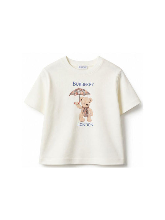 T-shirt baby bianca con stampa logo Burberry London