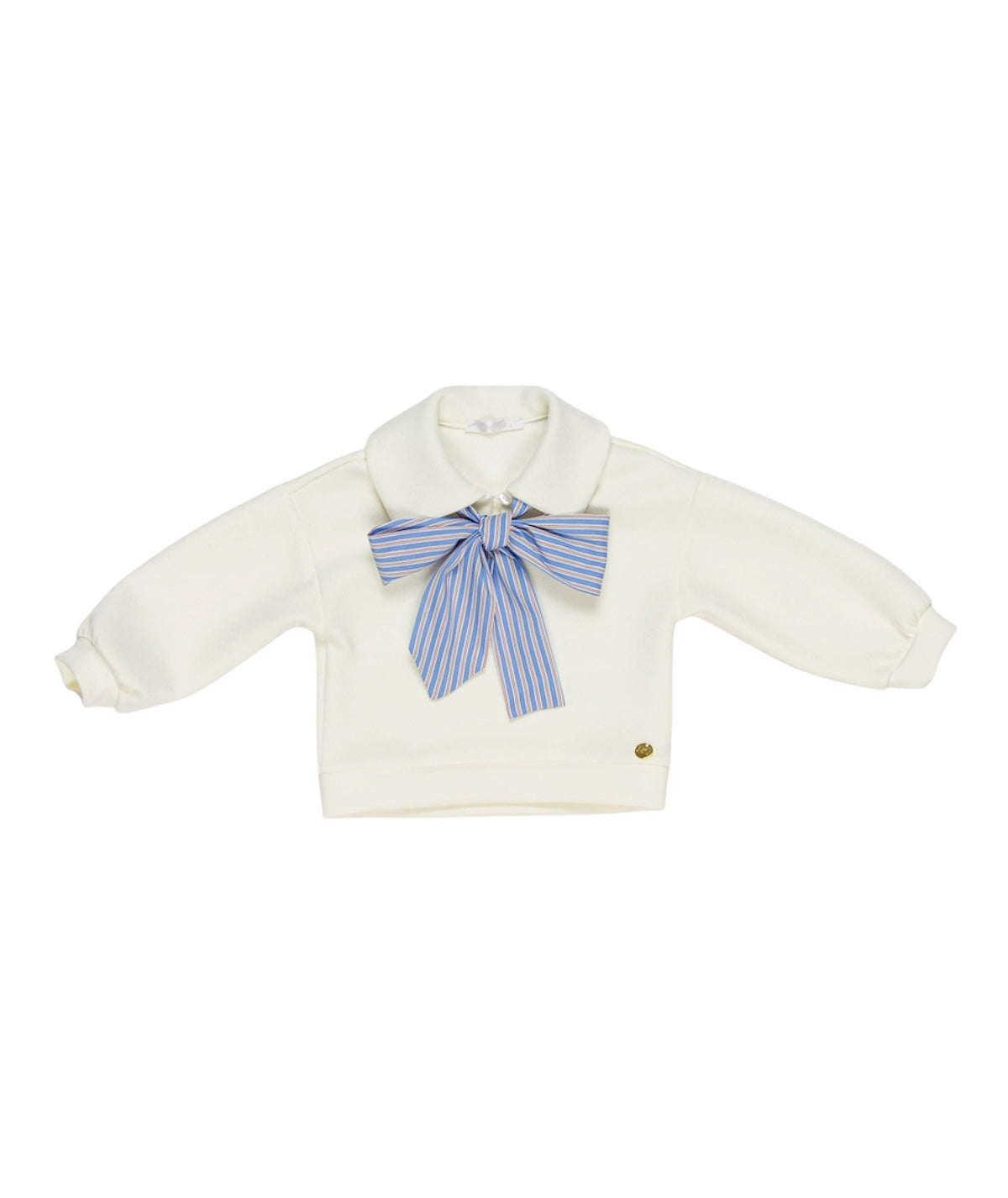 Felpa bianca con fiocco a contrasto azzurro Miss Grant