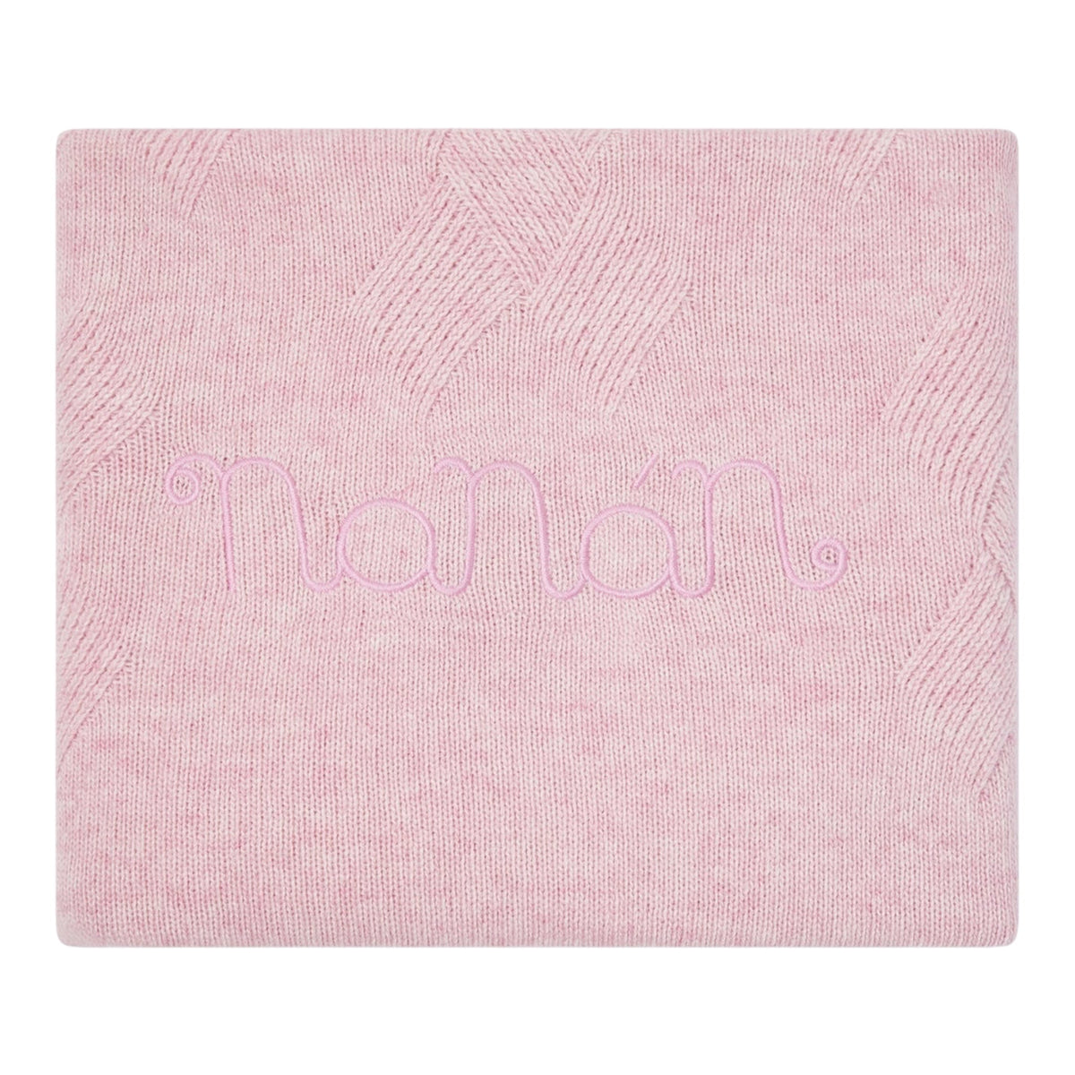 Coperta rosa in filo misto cashmere con ricamo Nanan