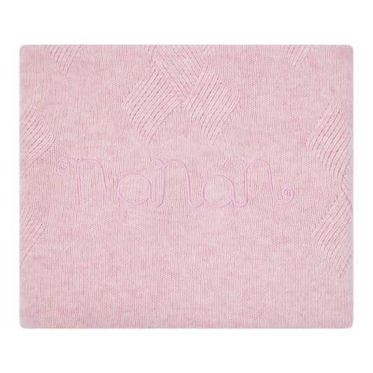Coperta rosa in filo misto cashmere con ricamo Nanan