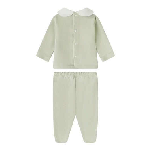 Completo 2 pezzi verde t-shirt e pantalone con patch orso Nanan