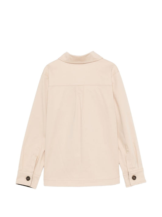 Giacca camicia beige con dettagli logo Fendi