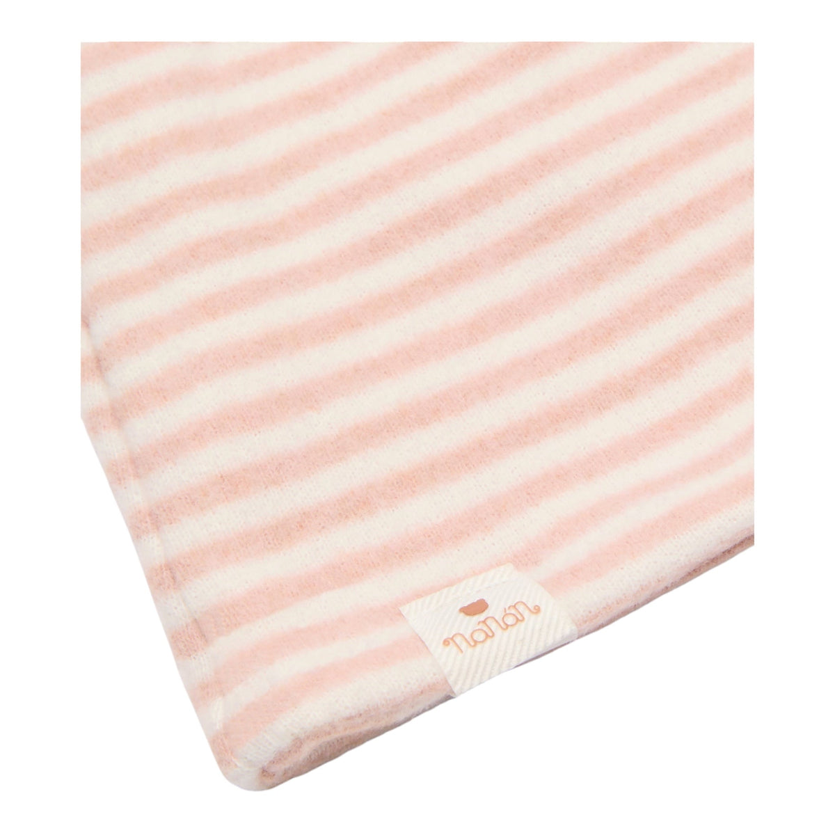 Cappello a righe rosa con nodino e dettaglio logo Nanan