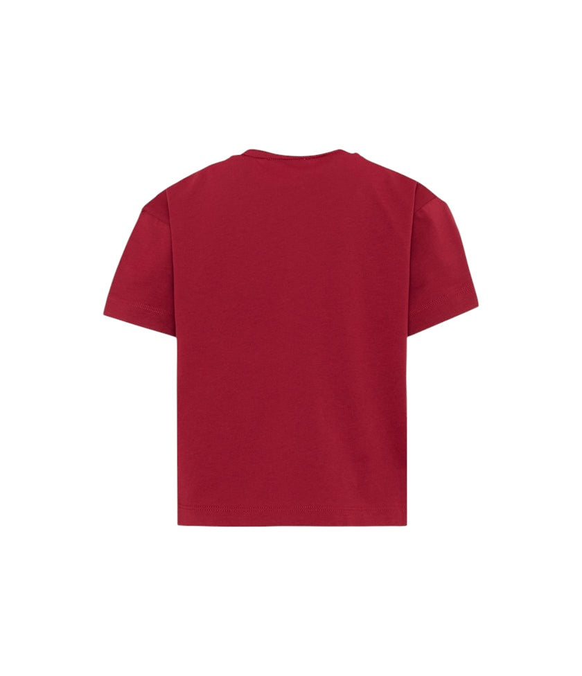 T-shirt rossa cropped con stampa logo Givenchy a contrasto