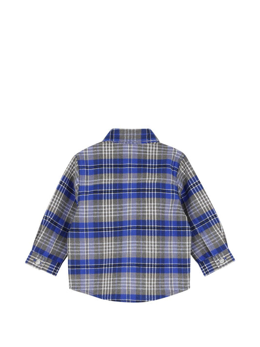 Camicia in flanella a quadri blu con dettagli logo Timberland