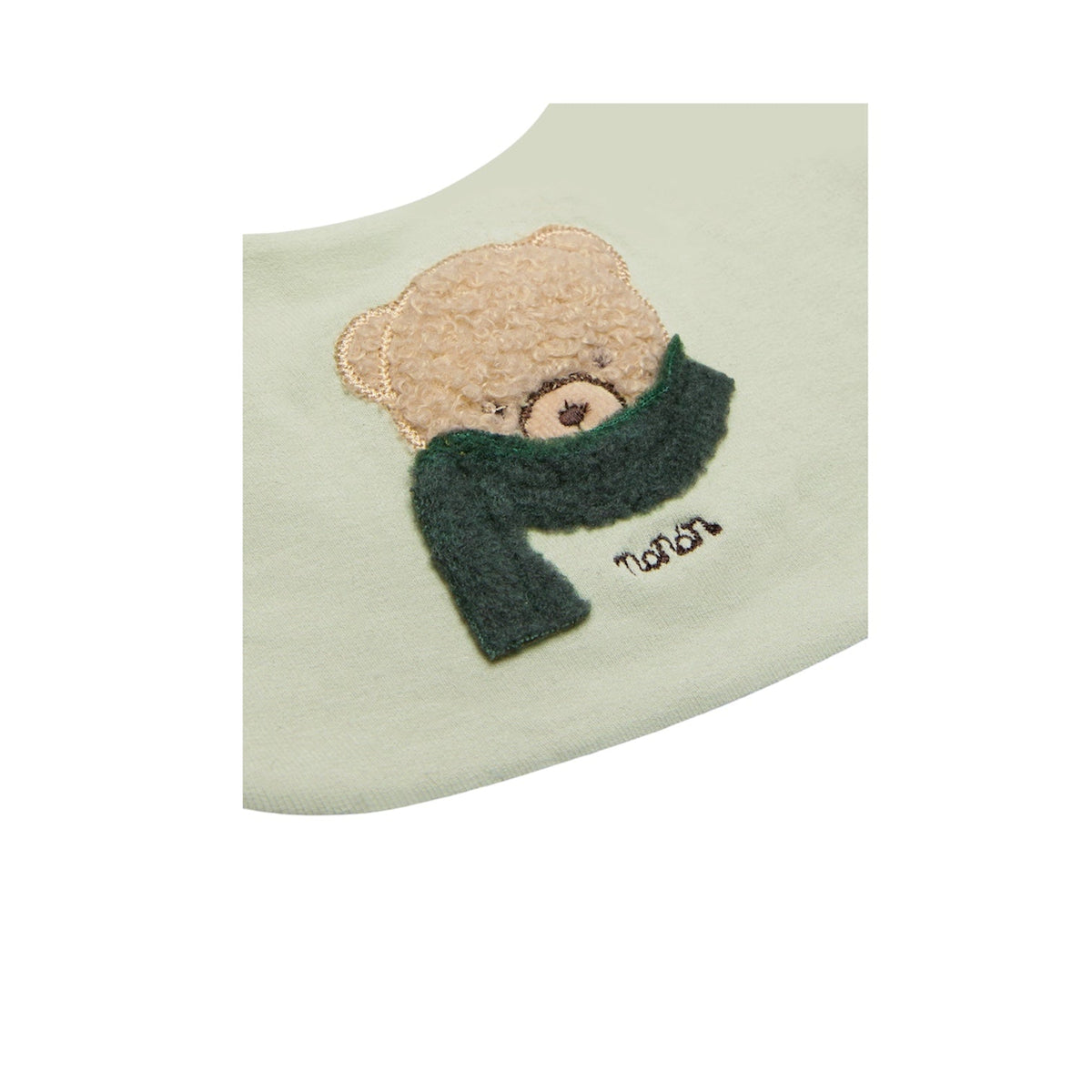 Bavaglino verde con patch e logo Nanan cucito frontale