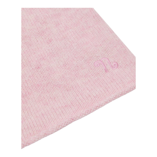 Cappello rosa in filo misto cashmere con nodino e dettaglio logo Nanan