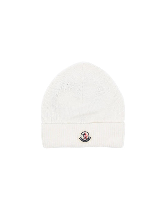 Cappello in filo bianco con dettaglio logo Moncler