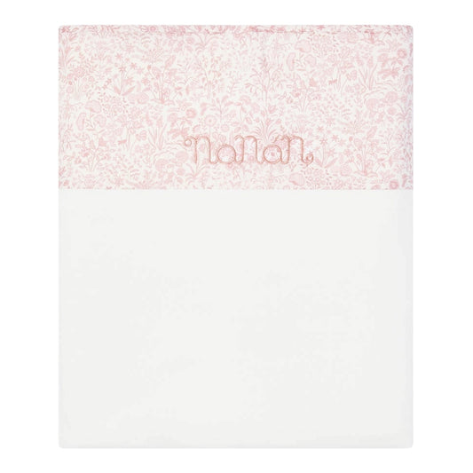 Coperta bianca in tessuto Liberty colore rosa
