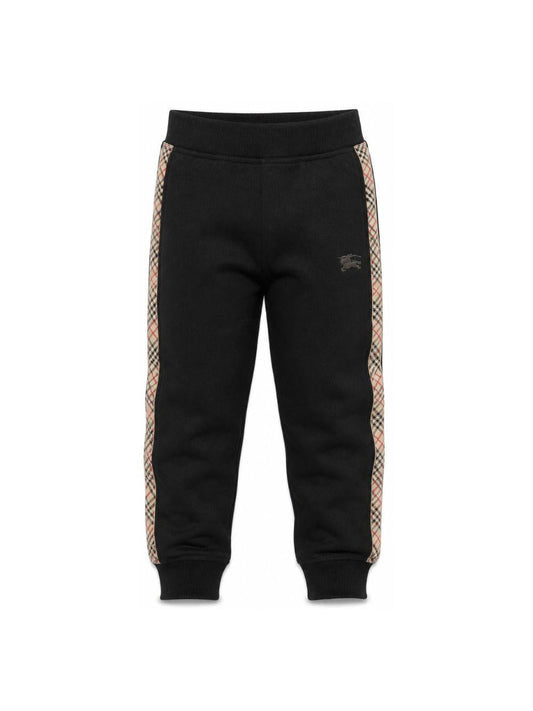 Pantalone nero con dettagli check Burberry