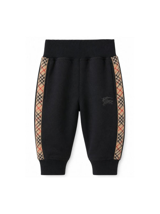 Pantalone baby nero con dettagli check Burberry
