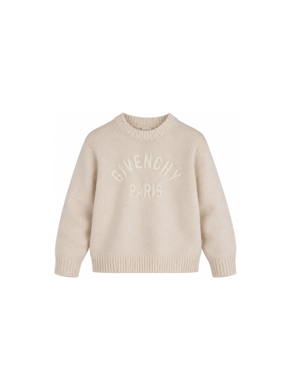 Maglione in misto lana panna con logo Givenchy cucito frontale