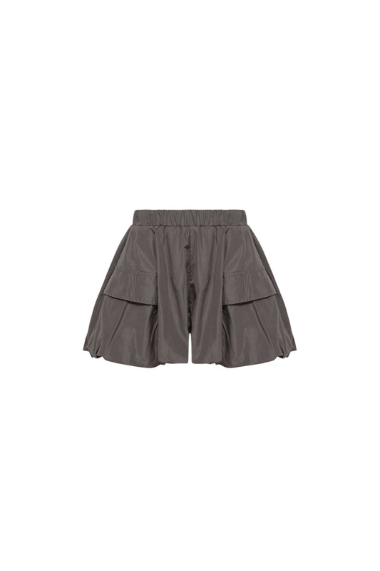 Pantaloncino grigio con patch logo Moncler cucito