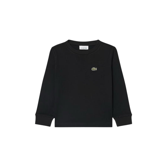 T-shirt manica lunga nera con patch logo Lacoste