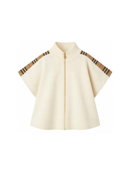 Mantella baby bianca con dettagli logo Burberry