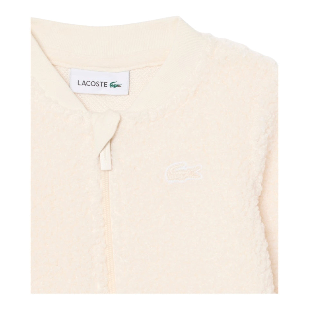 Tutina teddy bianca con patch logo Lacoste