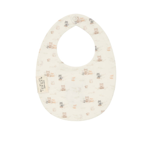 Bavaglino reversibile bianco e fantasia animaletti Nanan