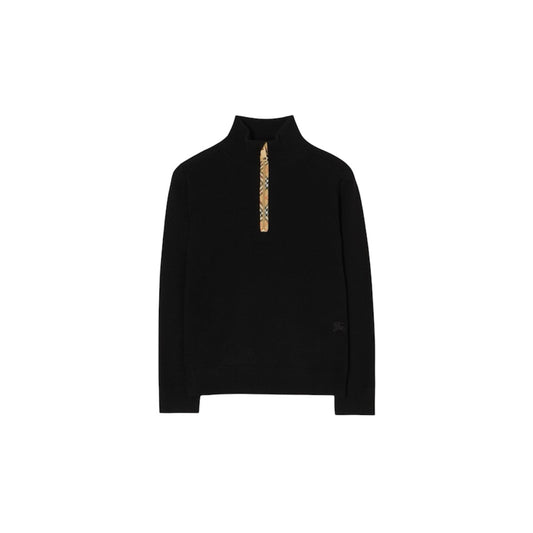 Maglione nero effetto polo con dettagli logo Burberry