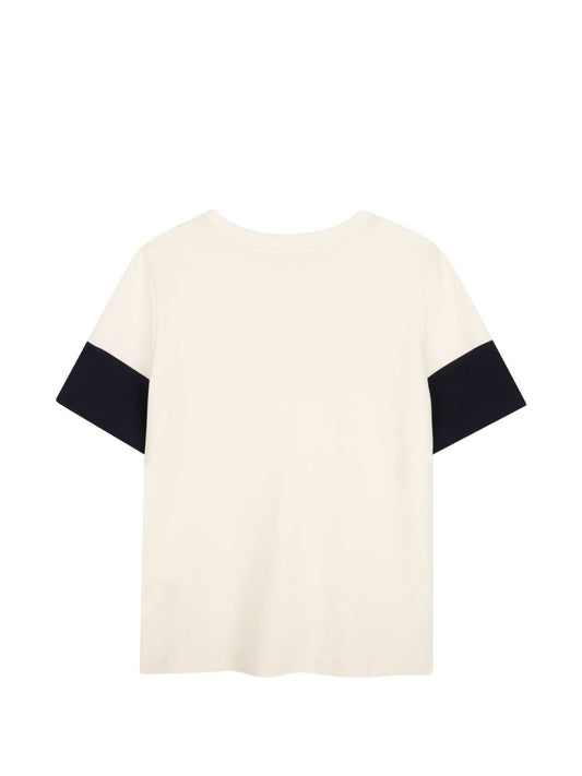 T-shirt panna con logo Chloé cucito a contrasto