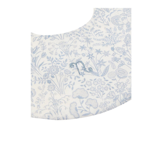 Bavaglino bianco in jersey con tessuto Liberty colore azzurro Nanan