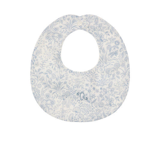 Bavaglino bianco in jersey con tessuto Liberty colore azzurro Nanan