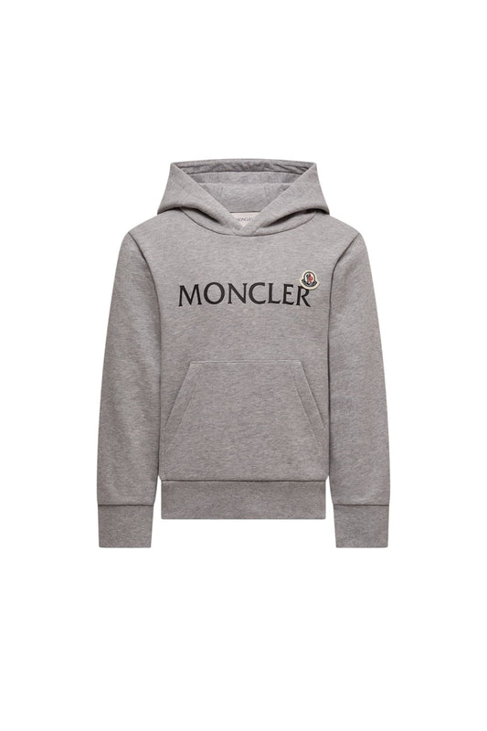 Felpa grigia con stampa logo Moncler a contrasto frontale