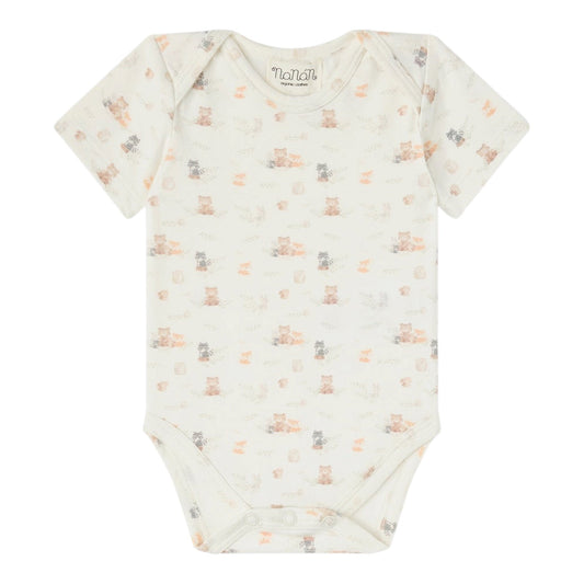 Body in cotone bianco con stampa animali Nanan