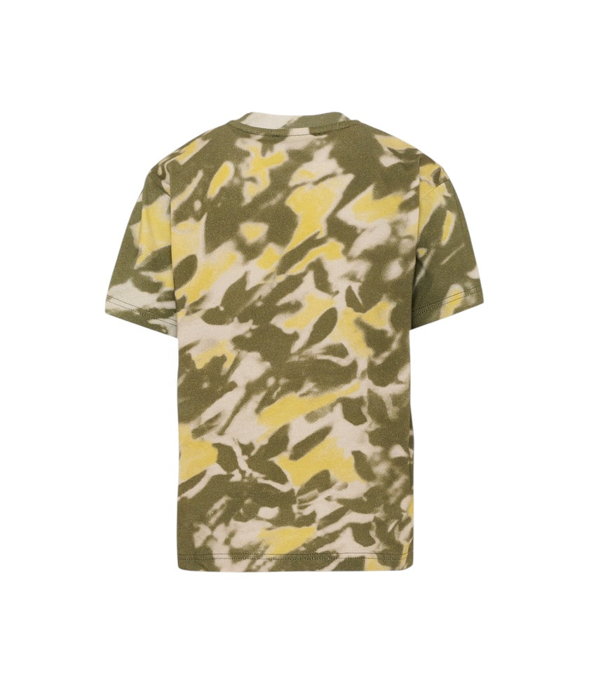 T-shirt verde con stampa militare e stampa logo Givenchy a contrasto