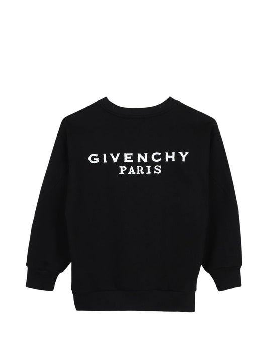Felpa nera girocollo con stampa logo Givenchy a contrasto