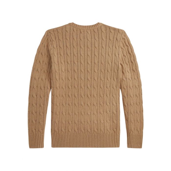 Maglione beige con logo Ralph Lauren cucito frontale