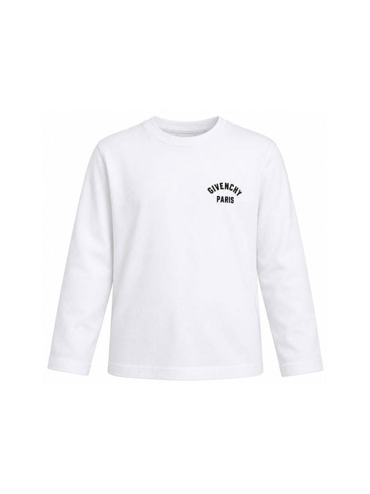 T-shirt bianca manica lunga con logo a contrasto Givenchy