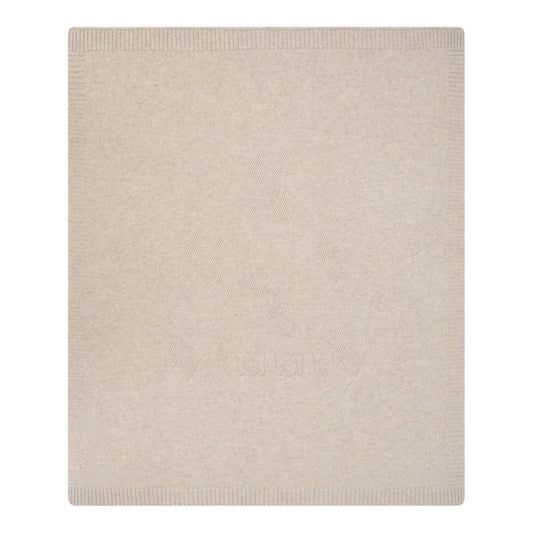 Coperta beige in filo misto cashmere con ricamo Nanan