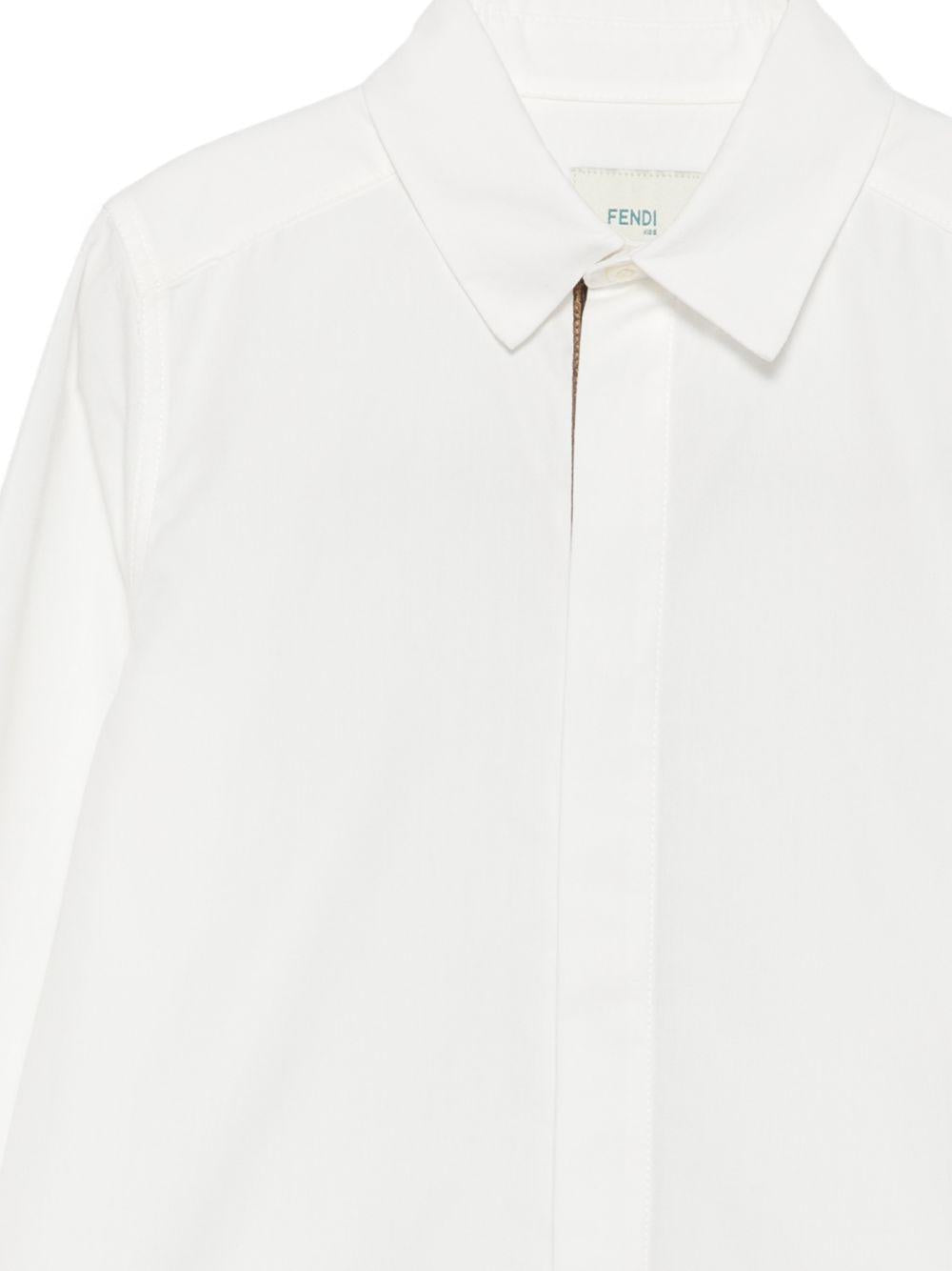 Camicia in cotone bianca con dettagli logo FF Fendi