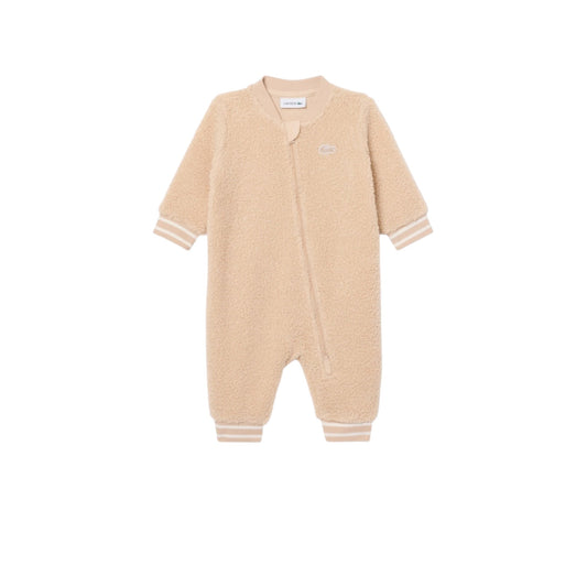Tutina teddy beige con patch logo Lacoste