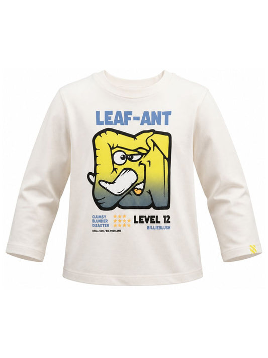 T-shirt bianca manica lunga con dettagli logo Billieblush frontali