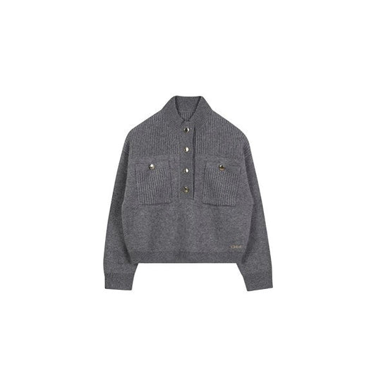 Maglione grigio con dettagli in metallo Chloè