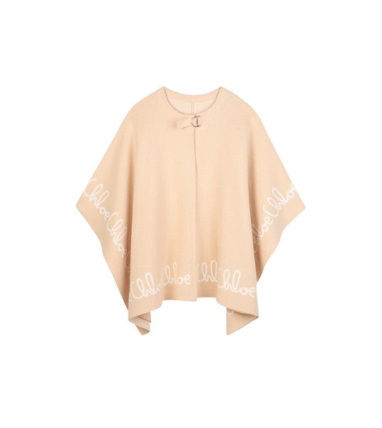 Mantella beige con dettaglio logo a intarsio Chloè
