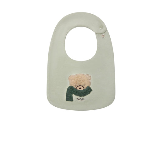 Bavaglino verde con patch e logo Nanan cucito frontale
