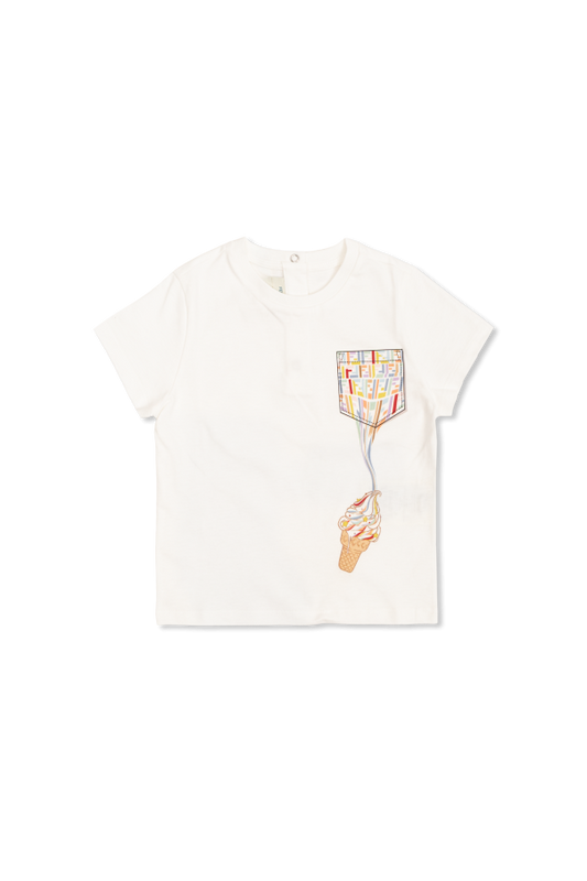 T-shirt bianca baby con dettagli logo Fendi multicolore
