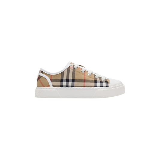 Scarpe con stampa check e logo Burberry sul retro