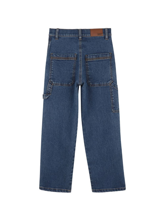 Jeans blu con patch logo Timberland sul retro