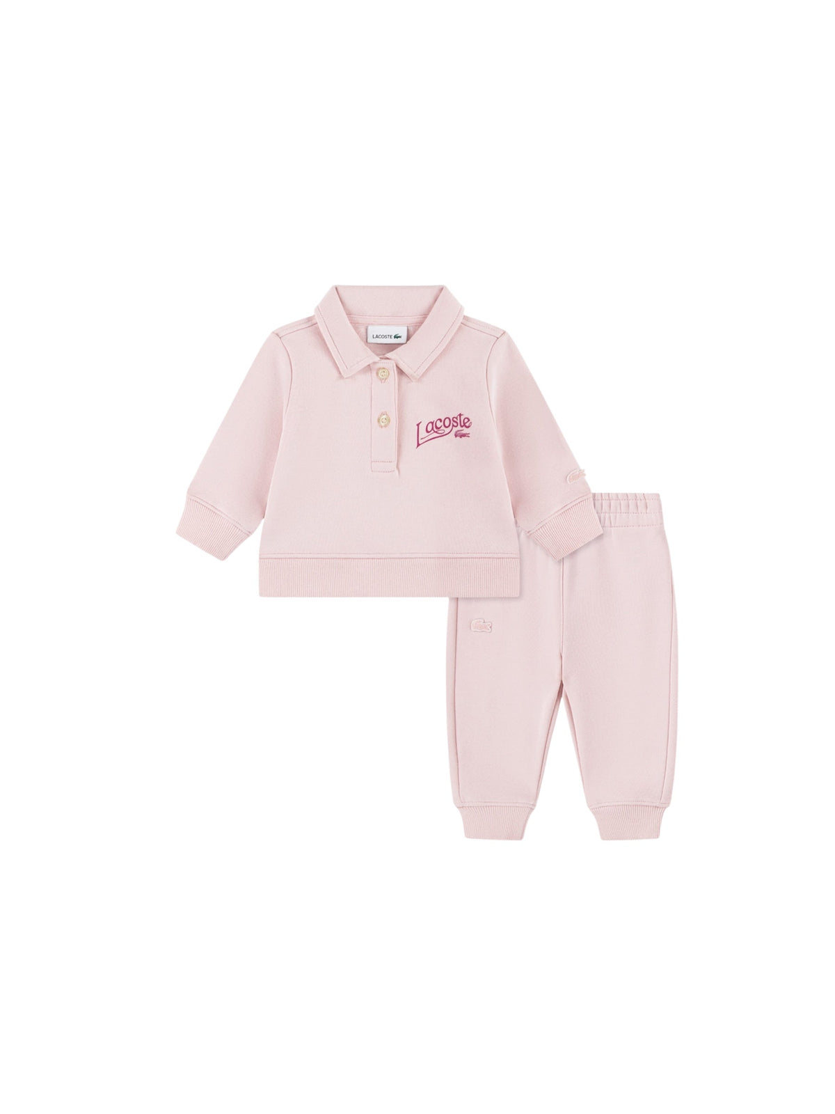 Completo in felpa rosa con dettagli logo Lacoste