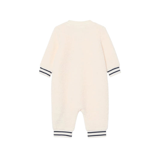 Tutina teddy bianca con patch logo Lacoste
