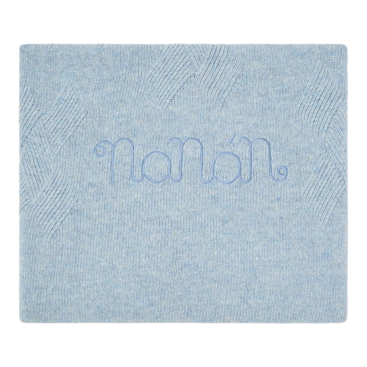 Coperta azzurra in filo misto cashmere con ricamo Nanan