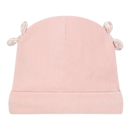 Cappello rosa in ciniglia a coste con fiocchetti Nanan