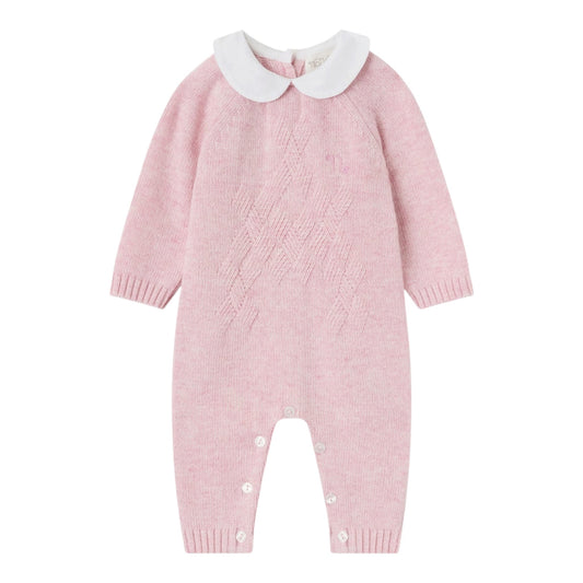 Tutina rosa in filo misto cashmere con dettagli logo Nanan